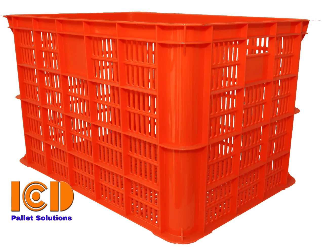 Sọt nhựa, thùng nhựa hở, sóng hở màu đỏ ICD - HS005 KT 610x420x390 mm
