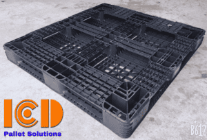 Pallet nhựa đen ICD cũ KT1200x1100x120mm giá rẻ