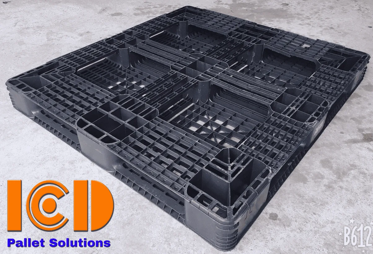 Pallet nhựa đen ICD cũ KT1200x1100x120mm giá rẻ