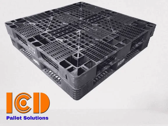 Pallet nhựa cũ ICD KT1100x1100x120mm đen giá rẻ