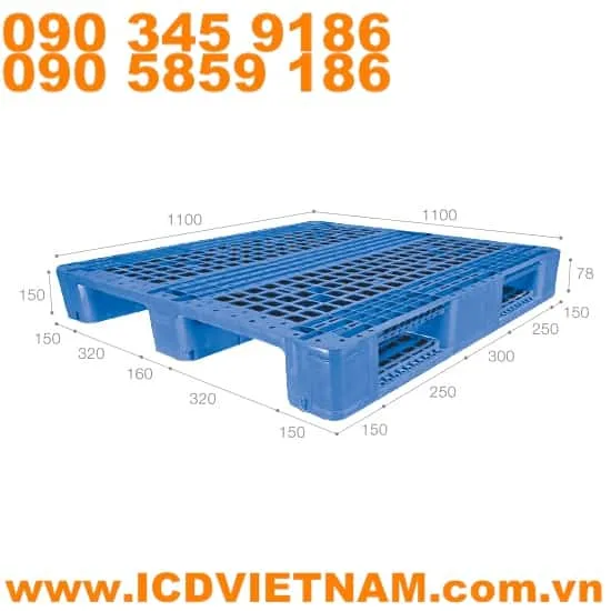 Pallet nhựa kê kho lạnh M1111S4 - 2A 1100x1100x150 mm