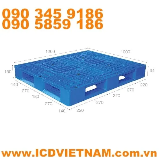 Pallet nhựa kê kho lạnh ICD 1200x1000x150 mm model M1210D4 - 1A