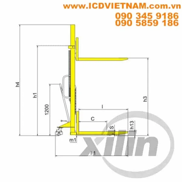 Xilin Fixed Fork High-Lift Stacker ICD SDJ1000 1000kg - product photo 3