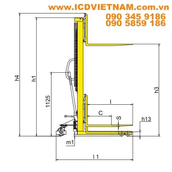 Xilin Adjustable Fork High-Lift Stacker ICD SDJA1000-I 1000kg - product photo 2