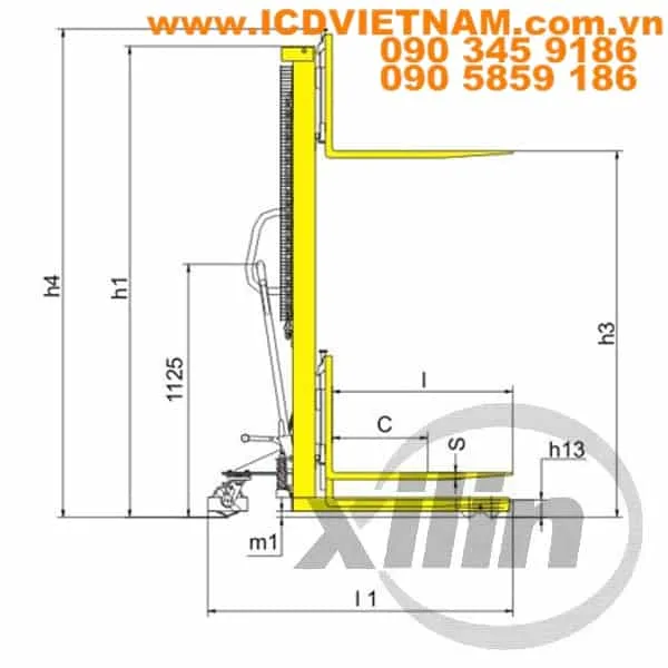 Xilin Adjustable Fork High-Lift Stacker ICD SDJAS500 - SDJAS1000 500kg - product photo 2