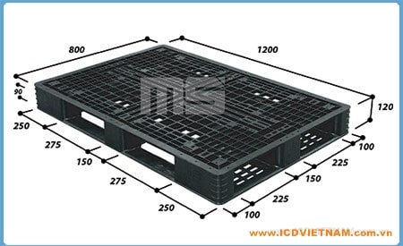 Pallet Nhựa Xuất Khẩu 1200x800x120 mm N4 - 1208SL