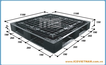 Pallet Nhựa Xuất Khẩu 1100x1100x150 mm N4 - 1111SL2