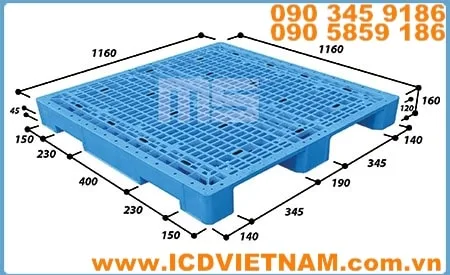 Pallet nhựa kê kho 1160x1160x160 mm EN4-116116 MS Plastics