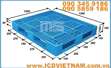 Pallet nhựa 1200x1000x150 mm N4 - 1210 MS Plastics