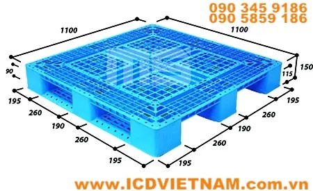Pallet nhựa kê kho lạnh 1100x1100x150 mm EN4 - 1111 MS Plastics