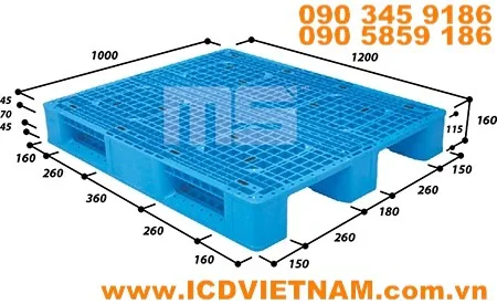 Pallet nhựa kê kho 1200x1000x160 mm EN4-1210 MS Plastics