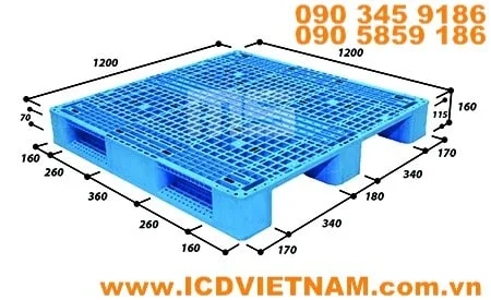 Pallet Nhựa Kê Kho 1200x1200x160 mm EN4-1212 MS Plastics