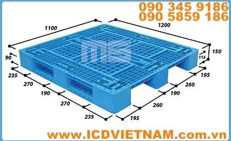 Pallet Nhựa Kê Kho 1200x1100x150 mm EN4-1211 MS Plastics