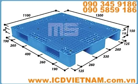 Pallet nhựa kê kho 1300x1100x150 mm EN4-1311-2 MS Plastics