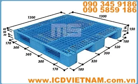 Pallet nhựa Kê Kho 1300x1300x150 mm EN4-1313 MS Plastics