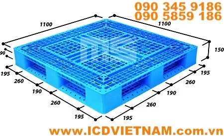Pallet nhựa kê kho 1100x1100x150 mm N4-1111 MS Plastics