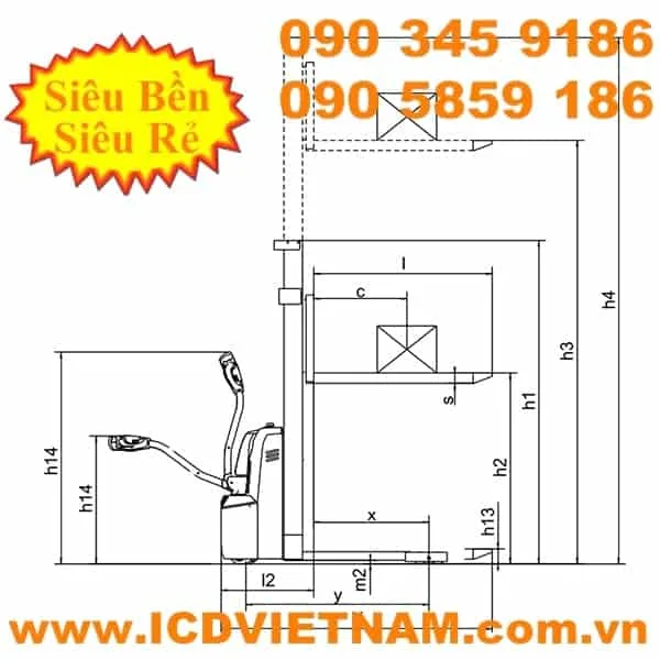 Xilin Electric Walkie Reach Stacker ICD CDD12R-E 1200kg - product photo 2