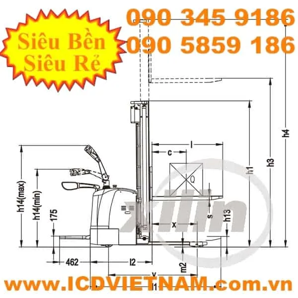 Xilin Electric Counterbalanced Stacker ICD CDDK12-III 1200kg - product photo 3