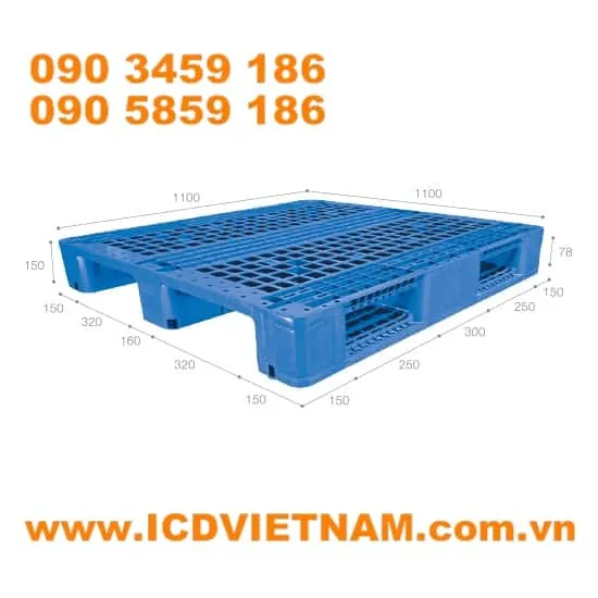 Pallet nhựa kê kho lạnh ICD H1111S4 - 2M 1100x1100x150 mm