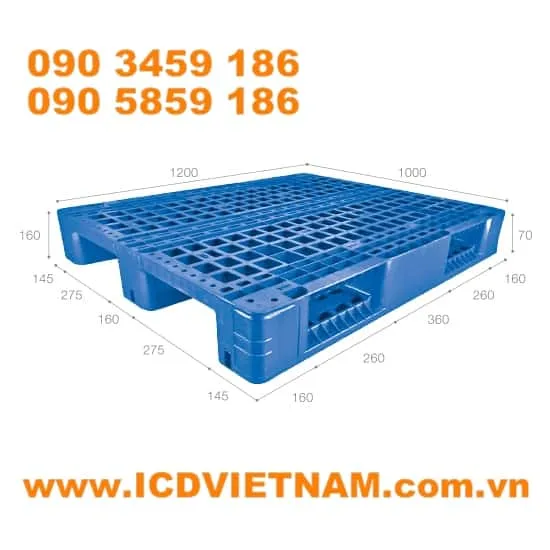 Pallet nhựa kê kho lạnh ICD H1210S4 - 3L 1200x1000x160 mm