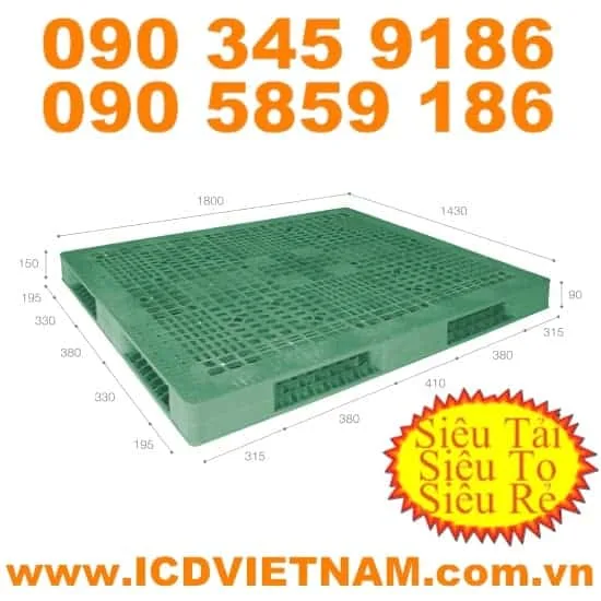 Pallet nhựa ICD KT 1800x1430x150 mm giá rẻ H1814R4-1A
