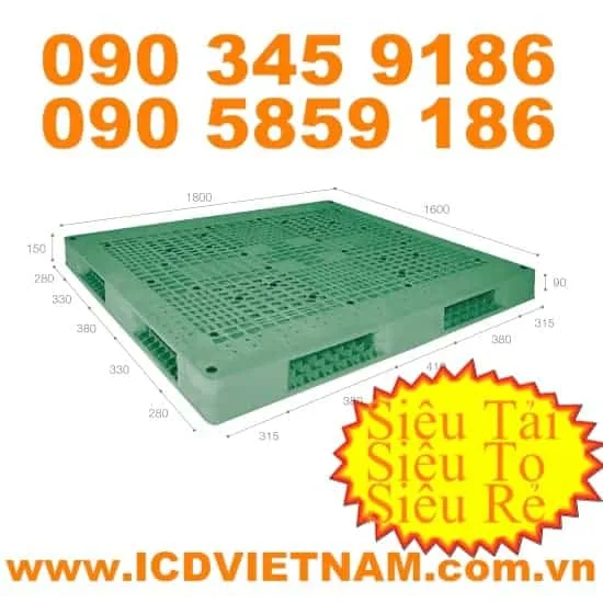 Pallet nhựa giá rẻ KT 1800x1600x150 mm giá rẻ H1816R4-1A