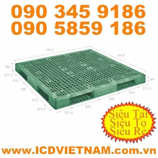 Pallet nhựa kê kho KT 1813x1813x150 mm ICDH1818R4-1A