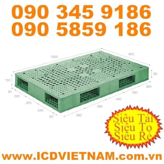 Pallet nhựa ICD KT 1900x950x150 mm giá rẻ H1995R4-1A