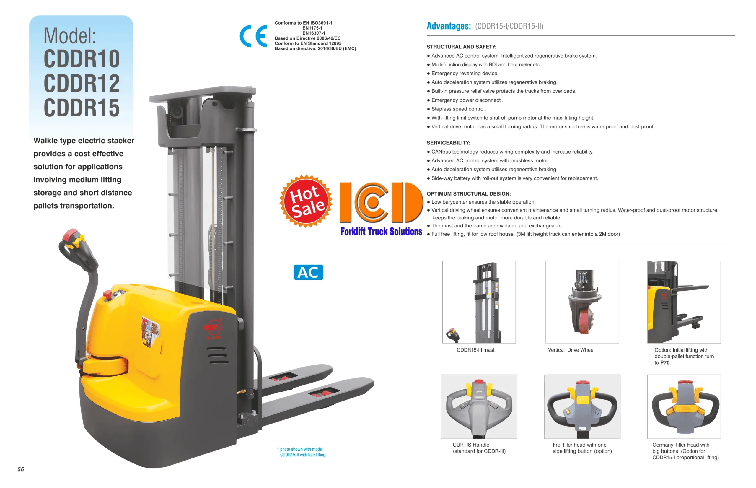 Xilin Electric Walkie Reach Stacker ICD CDDR15-III 1500kg - product photo 5
