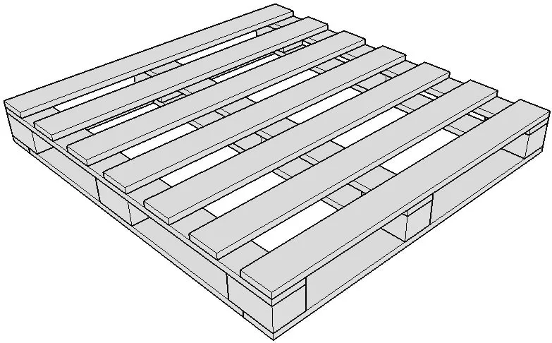 Bản vẽ pallet gỗ 1 mặt 4 chiều nâng khóa chân