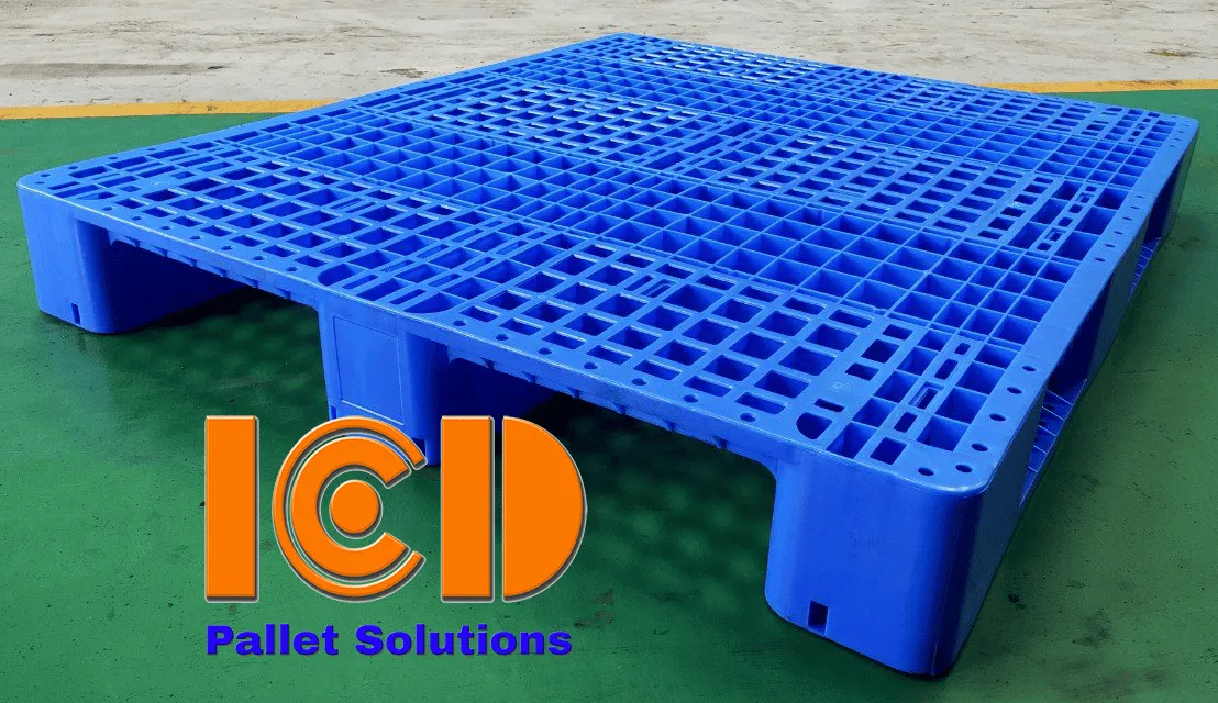 Pallet 3 chân ICD EMV1311B2 KT1300x1100x155mm xanh