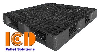 Pallet nhựa kê kho lạnh ICD PL08-3 1200x1000x145 mm màu đen