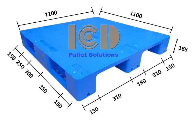 Pallet nhựa mặt kín ICD - EHS1111B3 KT1100x1100x165mm xanh
