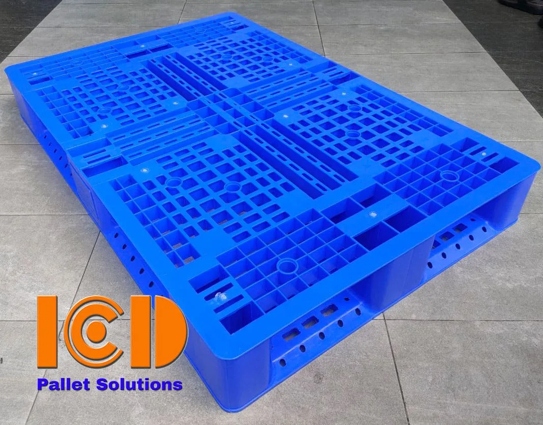 Pallet nhựa xuất khẩu chữ thập mẫu mới 800x1200x150 mm màu xanh dương