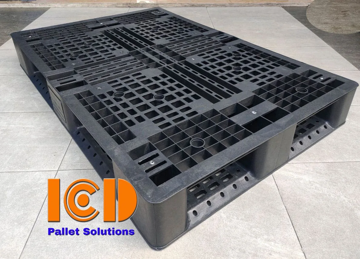 Pallet nhựa xuất khẩu chữ thập mẫu mới 800x1200x150 mm màu đen