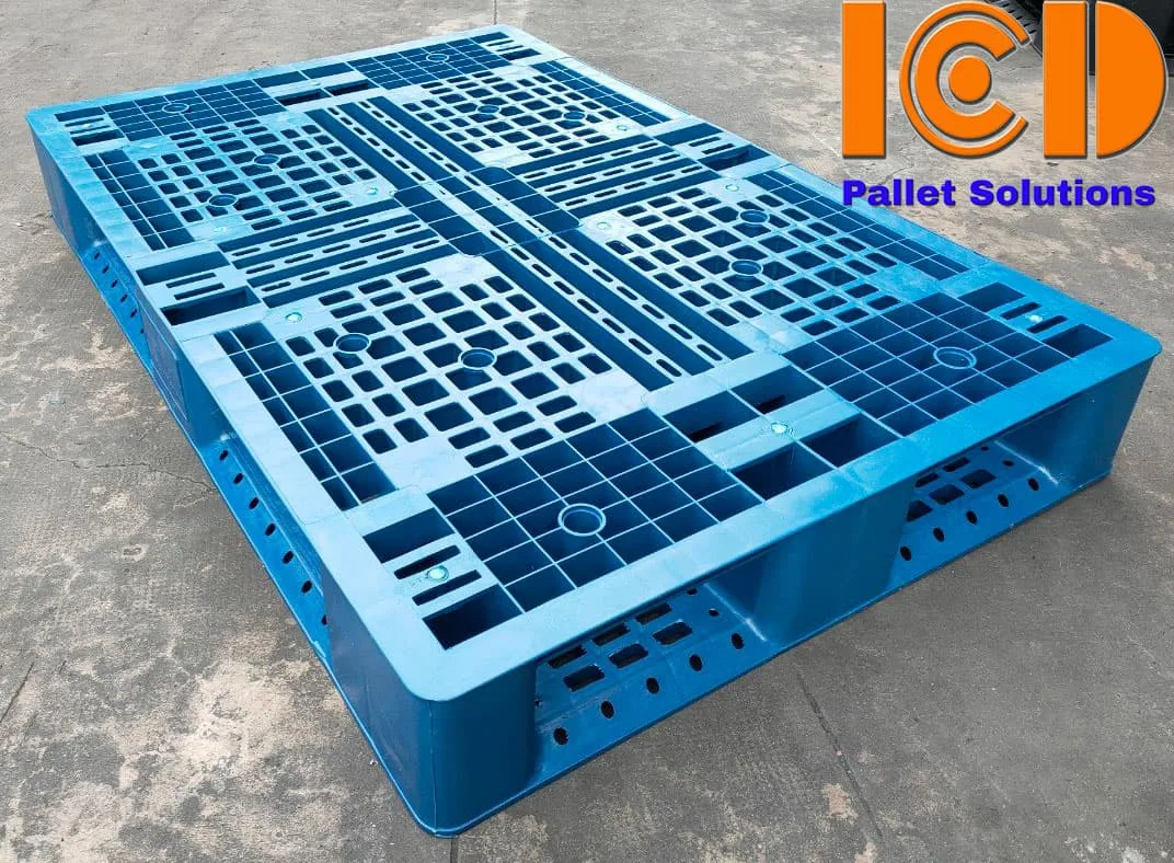 Pallet nhựa xuất khẩu chữ thập mẫu mới 800x1200x150 mm màu xanh tái sinh