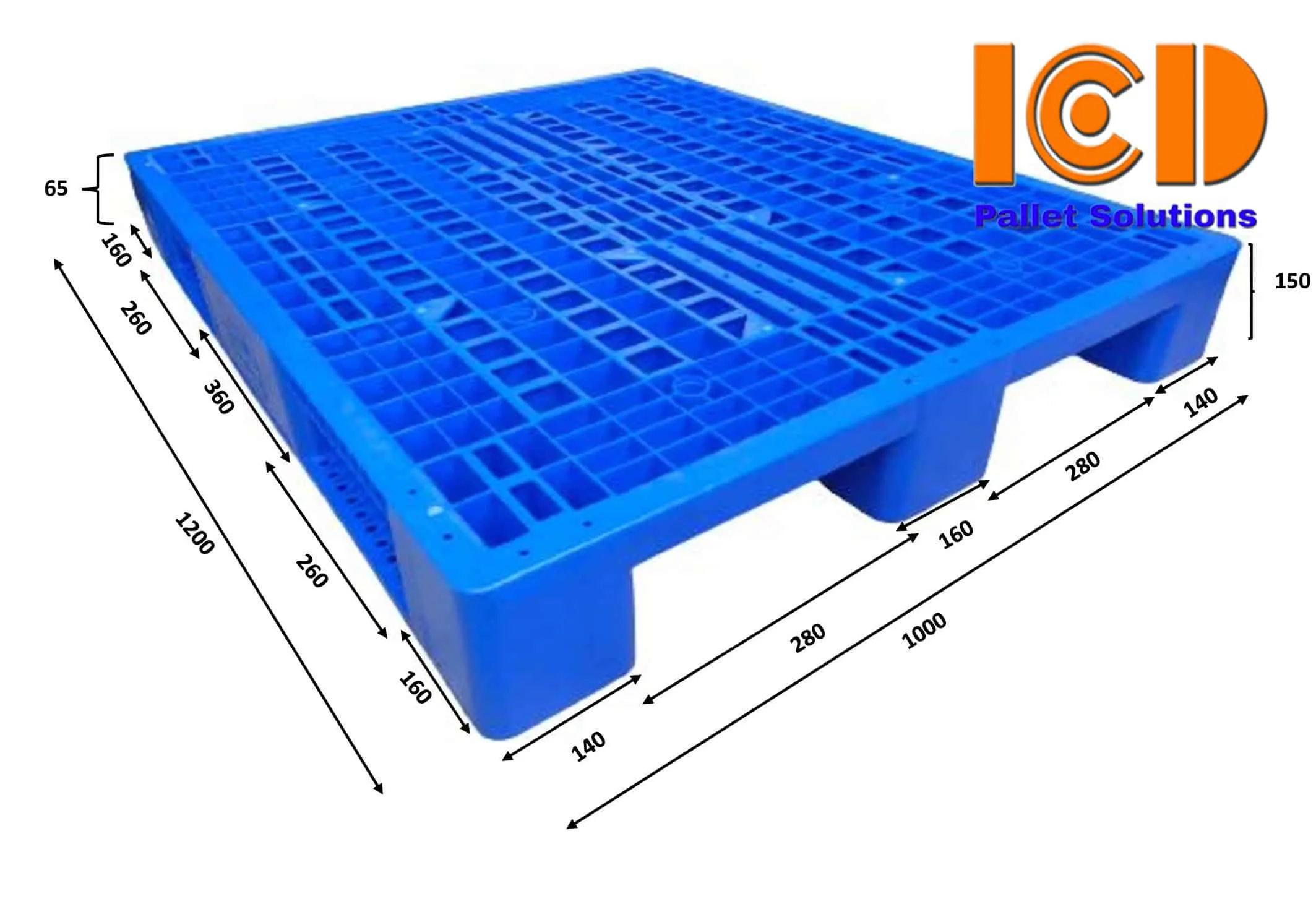 Pallet Nhựa 3 Chân 1000x1200x150 mm xanh dương