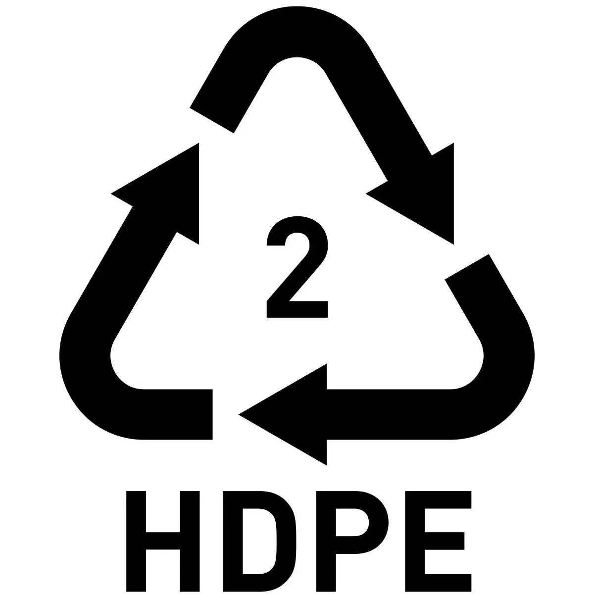 Recycling symbol number 2 for HDPE plastic