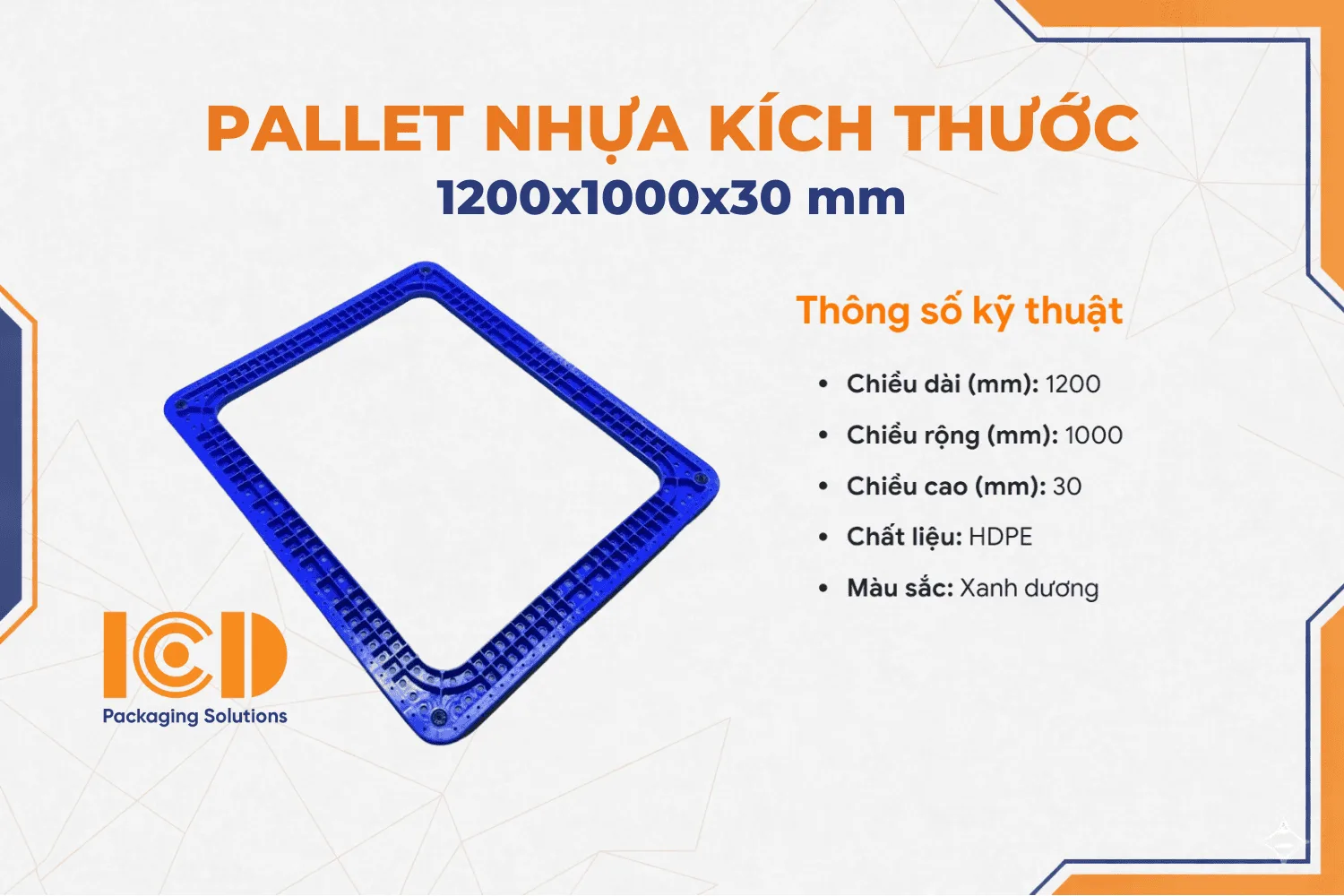 Pallet khung ràng ICD 1200x1000x30 mm màu xanh