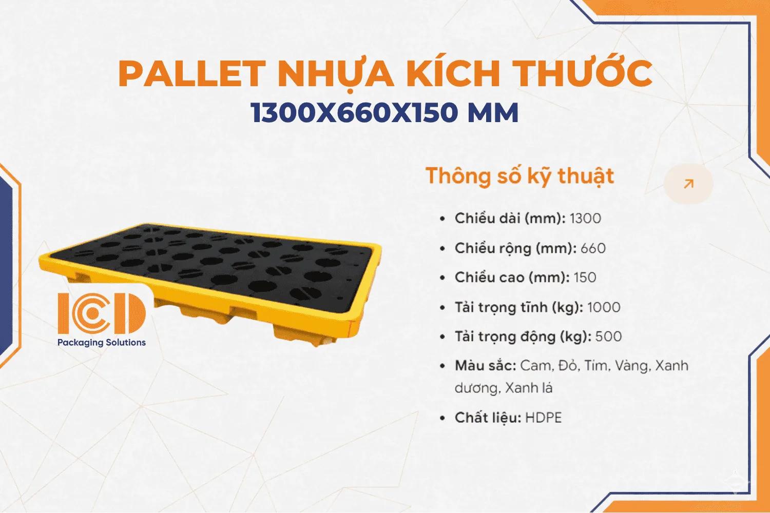 Pallet nhựa chống tràn 2 phuy 1300x660x150 mm