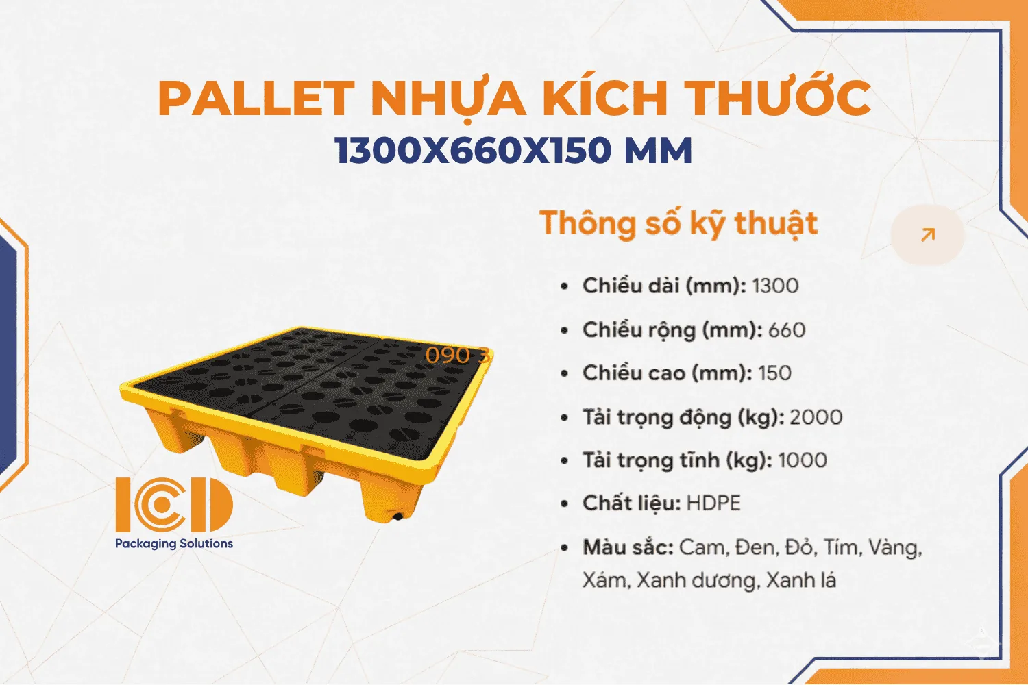 Pallet nhựa chống tràn 2 phuy 1300x660x150 mm