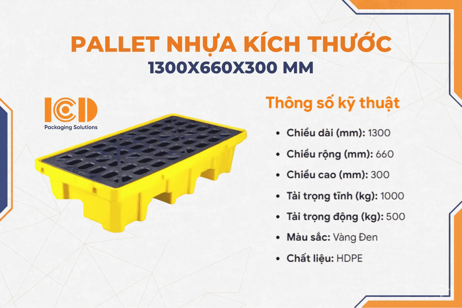 Pallet nhựa chống tràn 2 phuy 1300x660x300 mm