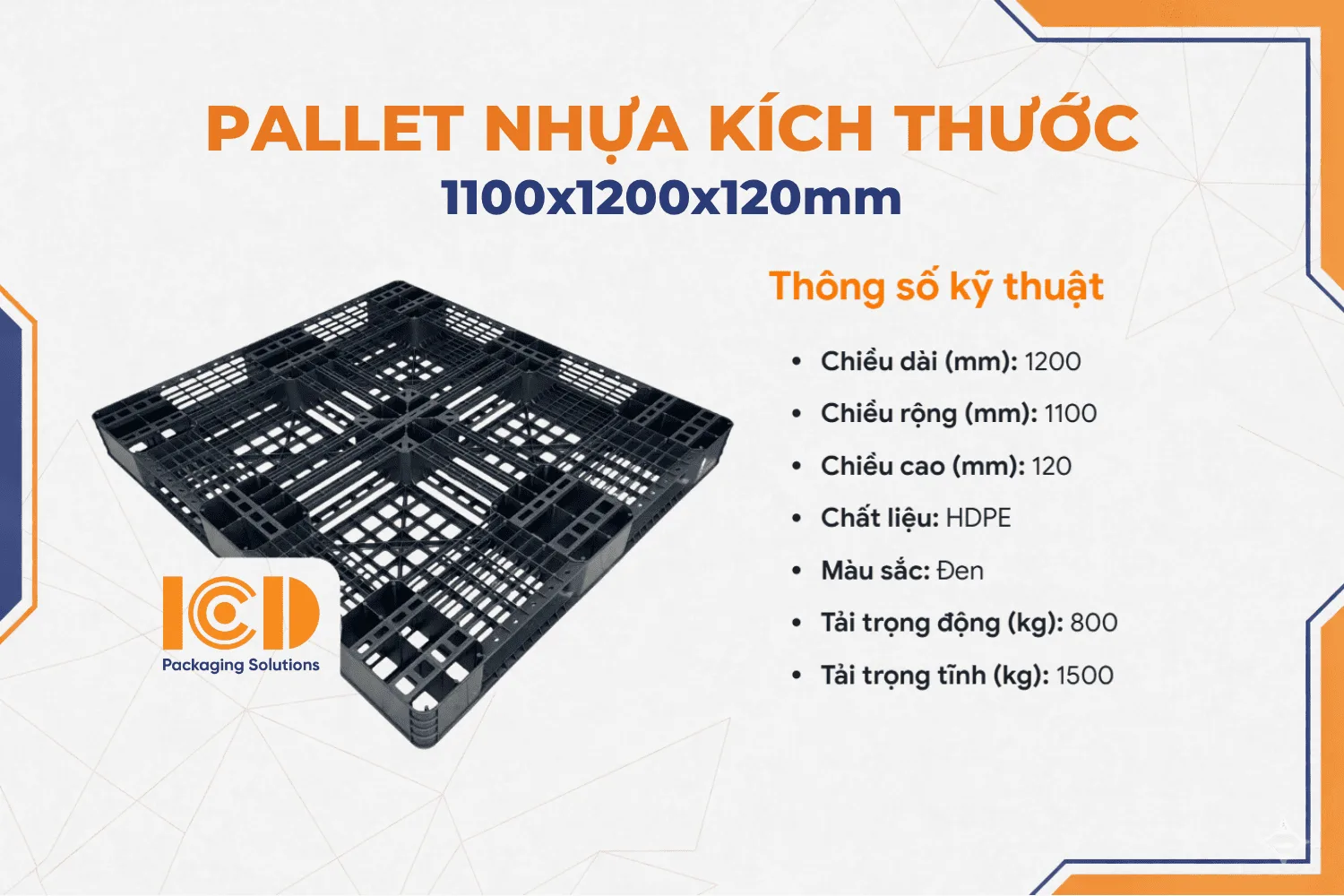 Pallet Nhựa ICD KT 1100x1200x120mm