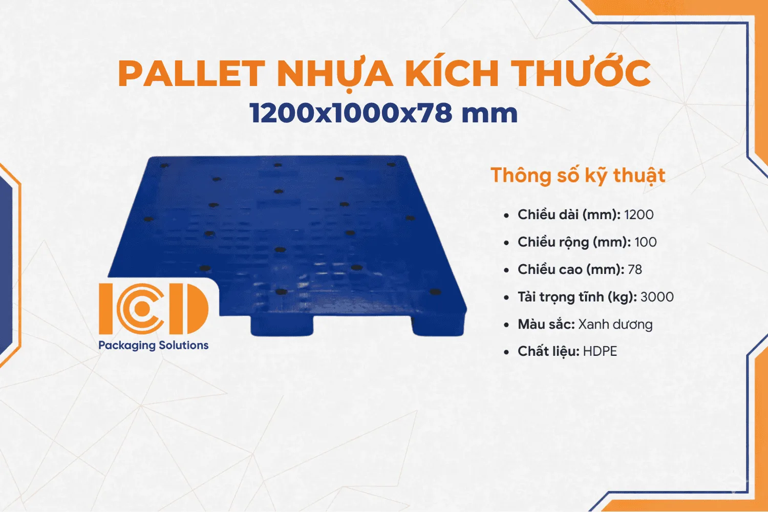 Pallet Nhựa Lót Sàn KT 1200x1000x78 mm màu xanh