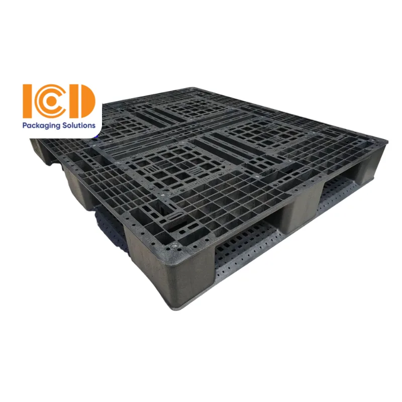 Pallet nhựa xuất khẩu chữ thập màu đen 1000x1200x150 mm