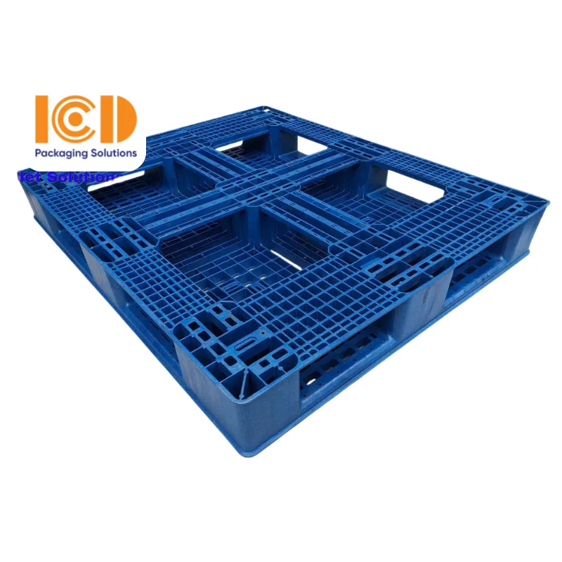 Pallet nhựa xuất khẩu chữ thập 1000x1200x150mm màu xanh tái sinh
