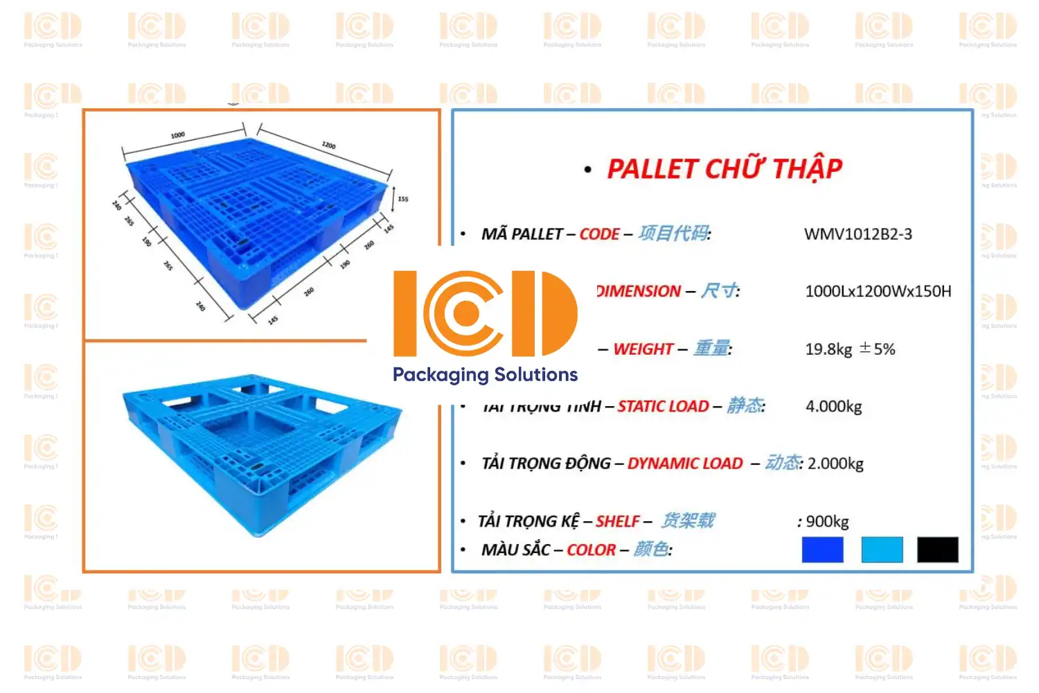 Export Plastic Pallet ICD-PXT-121015-BX 1000x1200x150 mm - product photo 2