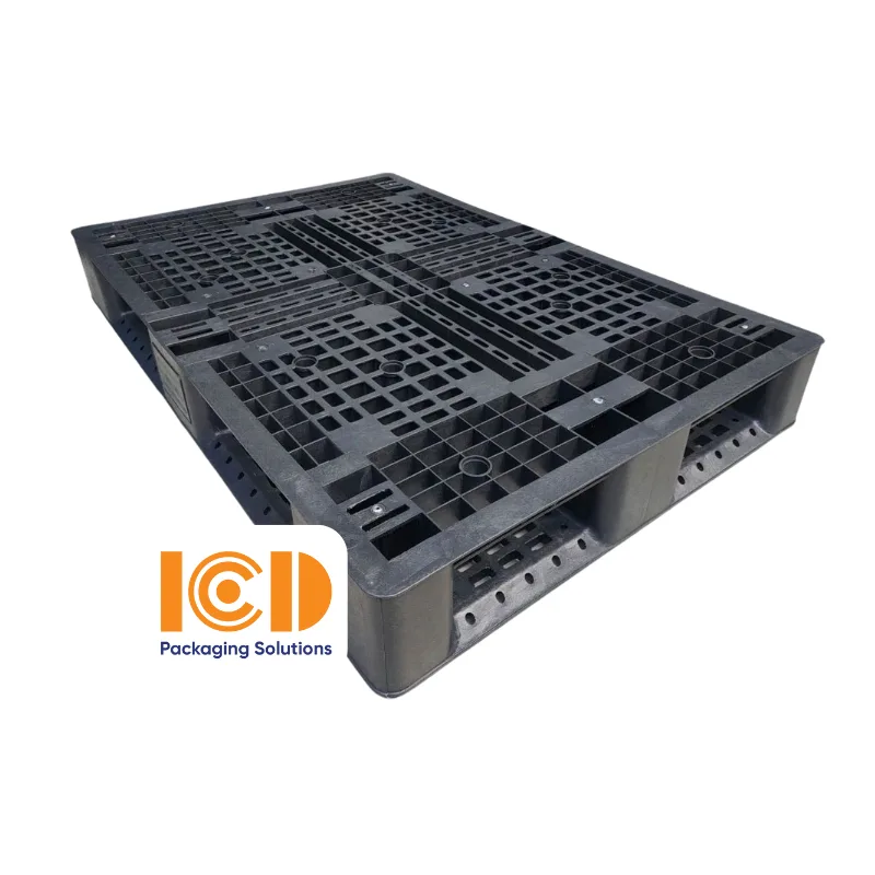 Pallet nhựa xuất khẩu chữ thập mẫu mới 800x1200x150 mm màu đen