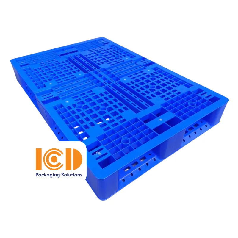 Pallet nhựa xuất khẩu chữ thập mẫu mới 800x1200x150 mm màu xanh dương