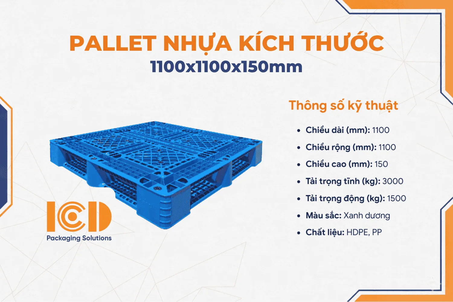 Pallet Nhựa ICD IPS WMV1012 VN VC 1200x1000x150 mm xanh